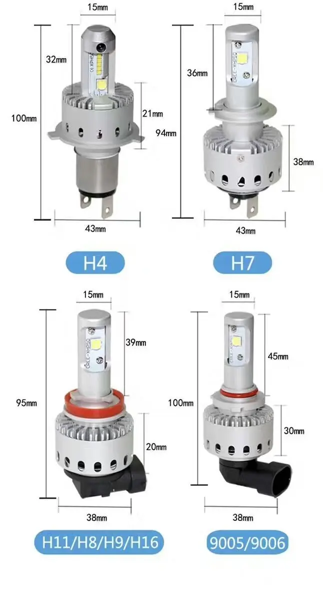 2 X H4 H7 H11 9005 9006 светодиодный фары для автомобиля 40 Вт 8000LM 6500 к Cree чип все в одном 12 В |
