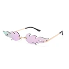 Очки солнцезащитные женские безрамочные, зеркальные солнечные очки кошачий глаз, модные брендовые дизайнерские