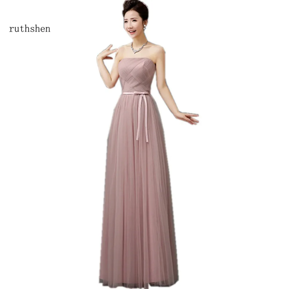 Ruthshen длинное платье подружки невесты сексуальное розовое синее серое цвета