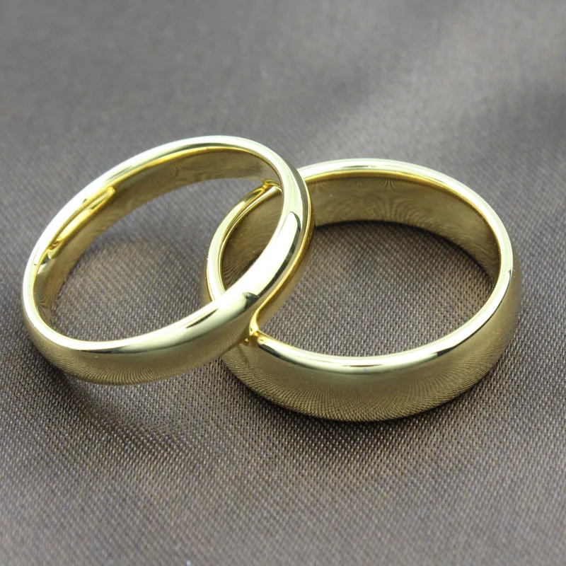 Оптовая продажа 1 пара золотых колец из карбида вольфрама для мужчин и женщин