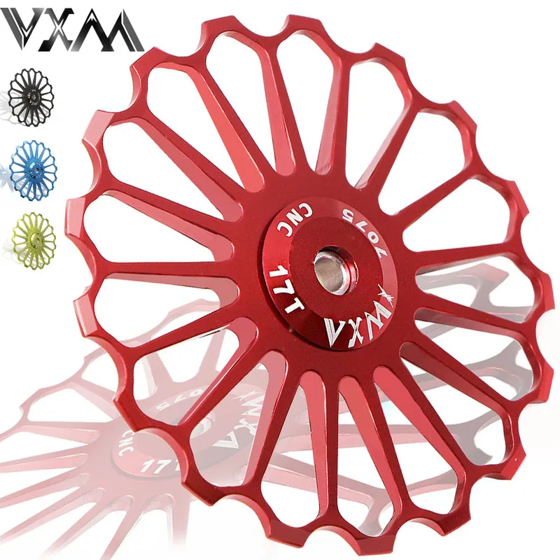Велосипедный керамический шкив заднего переключателя VXM MTB Road Bike из алюминиевого сплава с направляющим зубцом 17T, керамическими подшипниками, для замены, части для велосипеда.