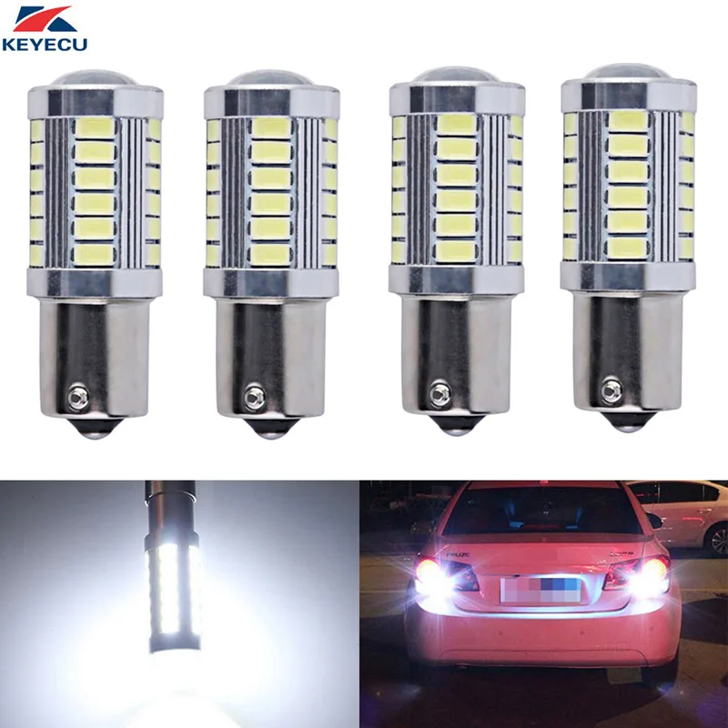 

KEYECU 4x1156 1157 12 В 5630 33-SMD 1200 люкс 6500K сверхъяркий белый светодисветодиодный, поворотник, стоп-сигнал, стоп-сигнал, лампа