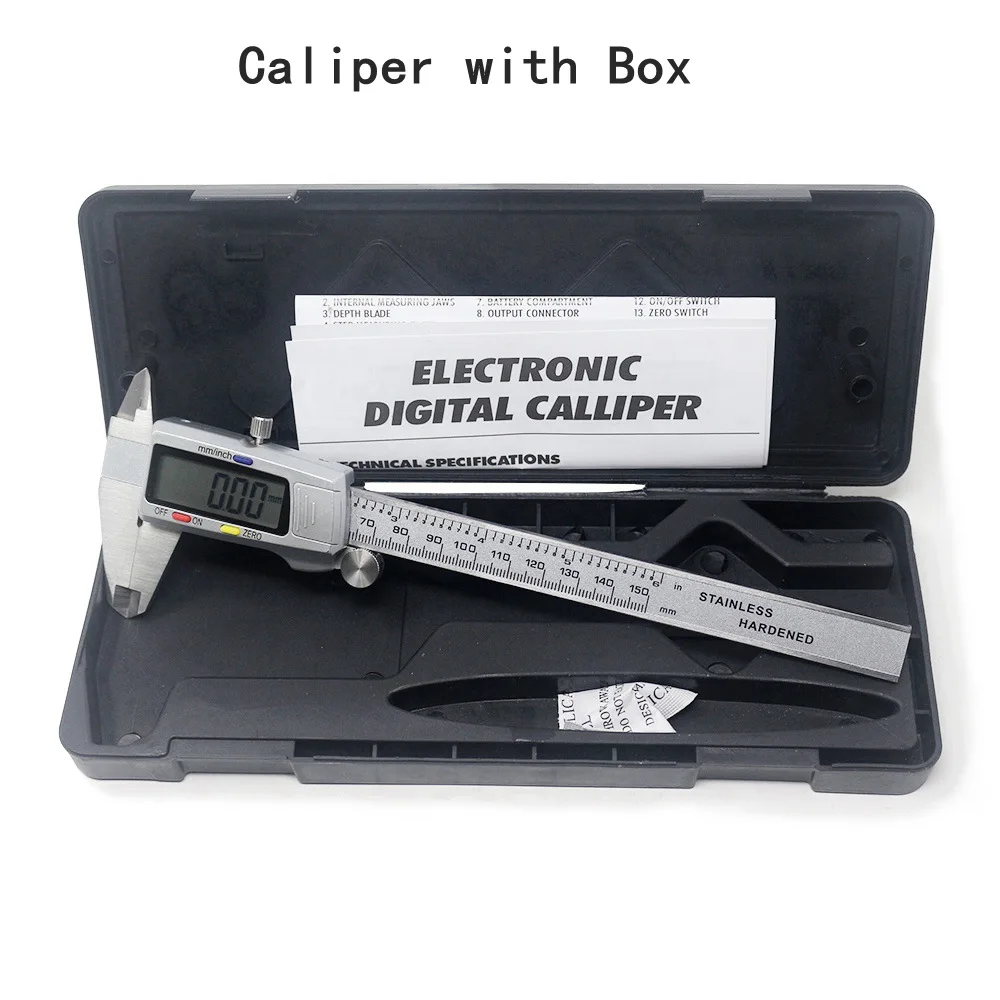 Caliper with box 150 мм электронный цифровой штангенциркуль 6 дюймов из нержавеющей стали штангенциркуль Калибр микрометр измерительный инструмент цифровая линейка - Цвет: Caliper with box