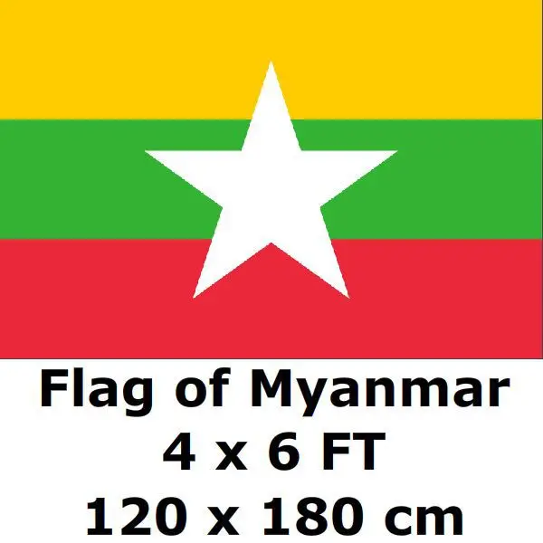 

Myanmar Flag 4X6FT 100 D Polyester Burma Burman Burmese Flags And Banners National Flag Country Banner