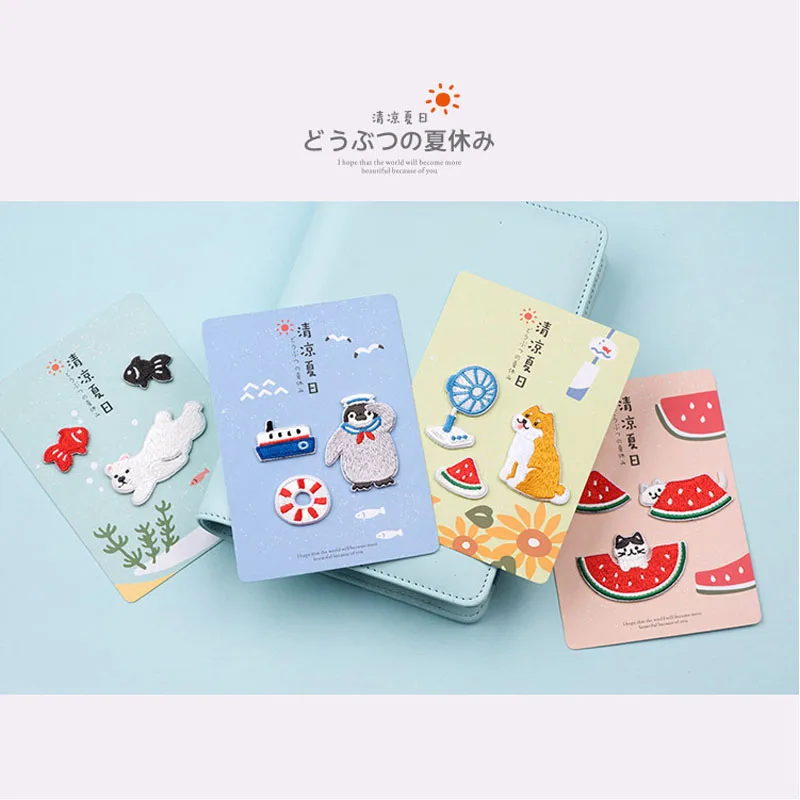 

Cool Summer Cute animal embroidery cloth sticker Dog, cat, polar bear, penguin, watermelon dress patch DIY Garment Decoration