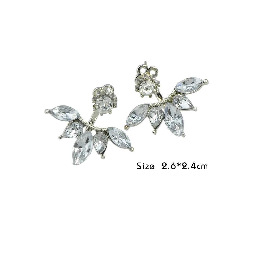 Luxury Wedding Party Earrings Gold-Color Silver Rosegold Color with Rhinestone Water Drop Shape Stud Ear Jacket | Украшения и