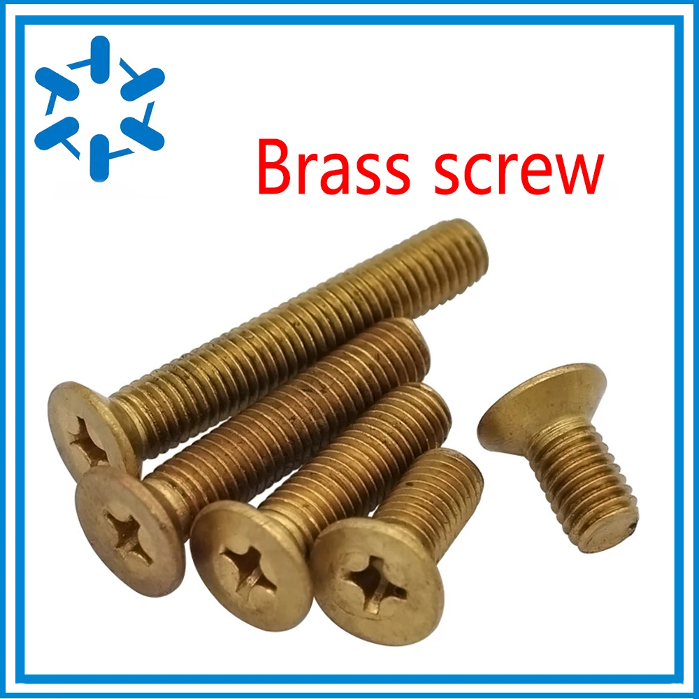 

200pcs M2.5*4/5/6/8/10/12 brass flat head screw Brass cross recessed countersunk head machine screws