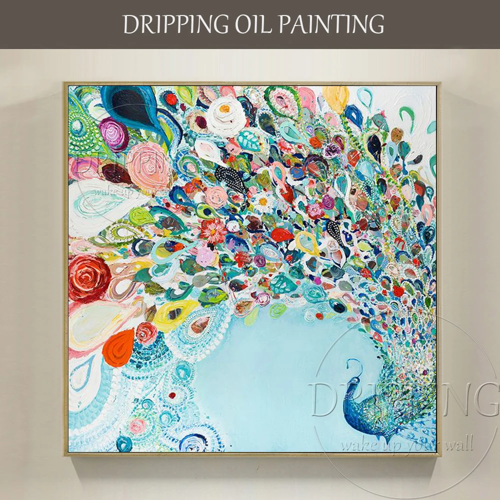 

Artist Hand-painted High Quality Beautiful Peacock Oil Painting on Canvas Dancing Peacock Oil Painting for Wall Decoration