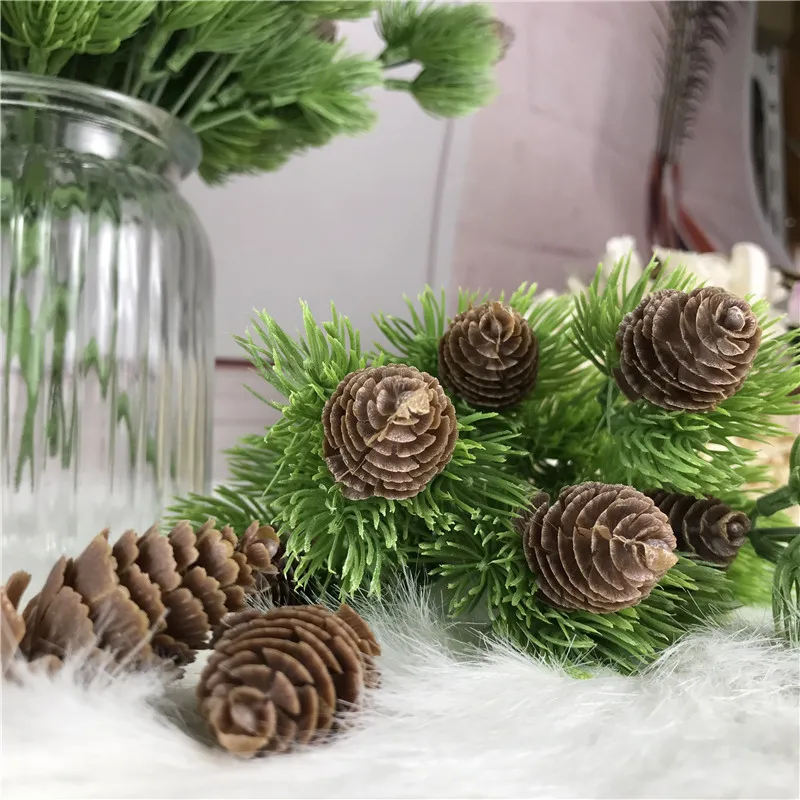 7 Branches Artificial plant pine cone grass decoration single branch Plastic Leaves Home Wedding Christmas Decor | Дом и сад