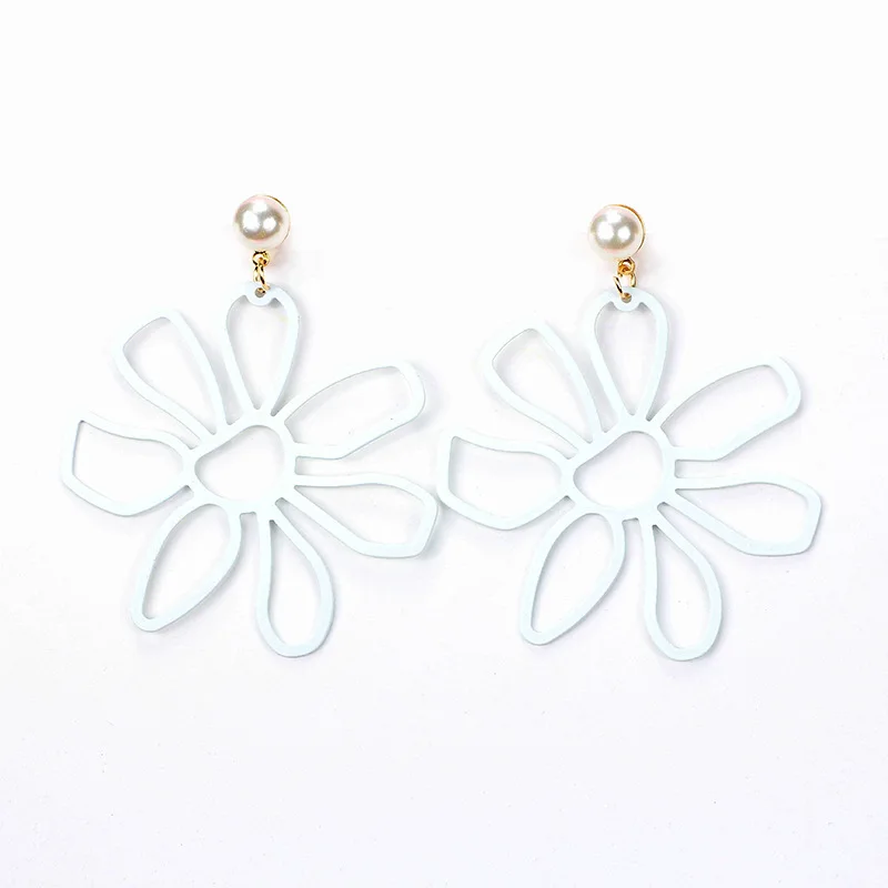 Корейский серьги простые белые Series личность матч геометрический лепесток