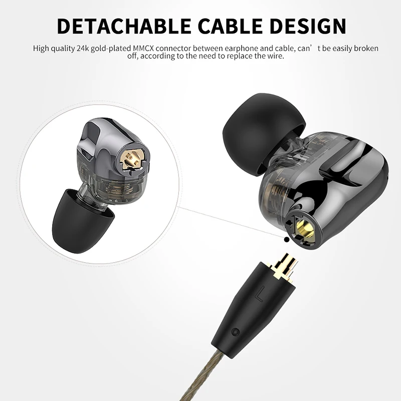 Langsdom D5 наушники с двумя драйверами Hi Fi стерео в ухо auriculare съемная гарнитура