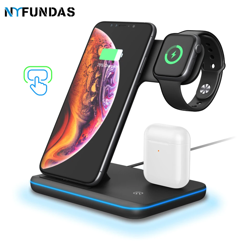 Беспроводное зарядное устройство Qi 15 Вт док-станция для Iphone 11 Pro Max XS MAX XR Apple Watch 4 3 2