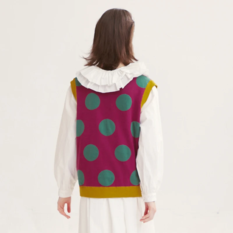 Осень и зима дизайн Harajuku игривый женский свободный свитер Vneck без рукавов Вязанный жилет пуловер Свитера хлопок