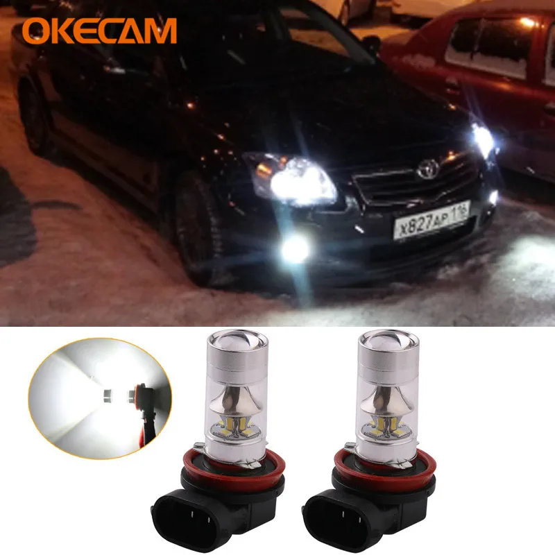 2 шт. автомобиль H8 H11 светодиодный 100 Вт 2835 20SMD противотуманные лампы дневного