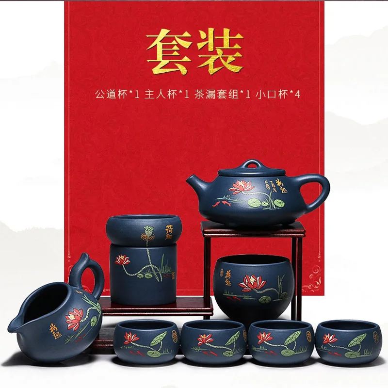 

cakes are recommended masters all hand HeCu stone gourd ladle set of ceramic tea-pot wholesale kung fu tea set gift box