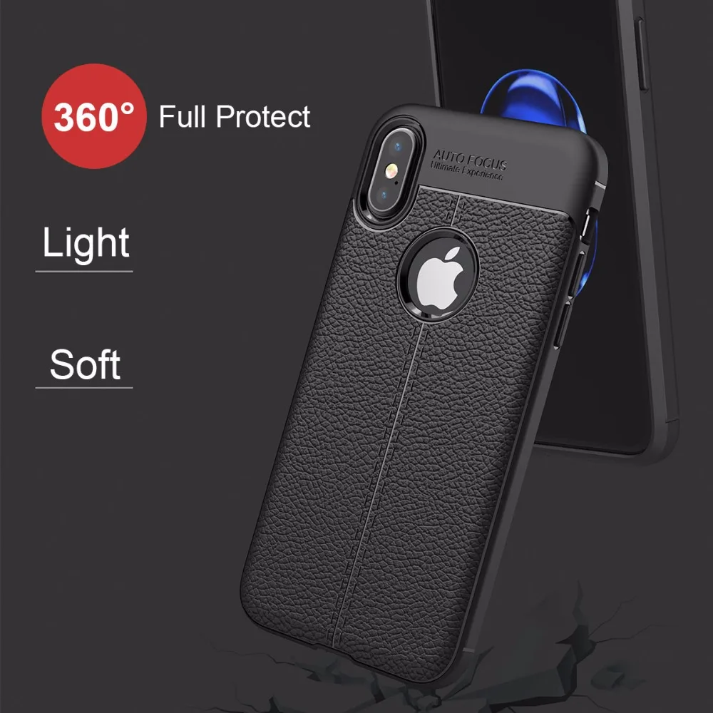 Luxury Litchi Leather Material Phone Case For iPhone X 8 6 6s Plus Soft TPU Back Cover 7 plus Protective | Мобильные телефоны и