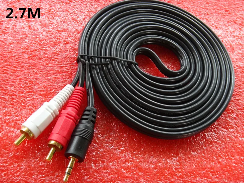 DHL 100 шт./лот 3 5 мм штекер Jack в AV 2 RCA стерео Музыка Аудио Кабель AUX для Mp3 Pod Телефон ТВ