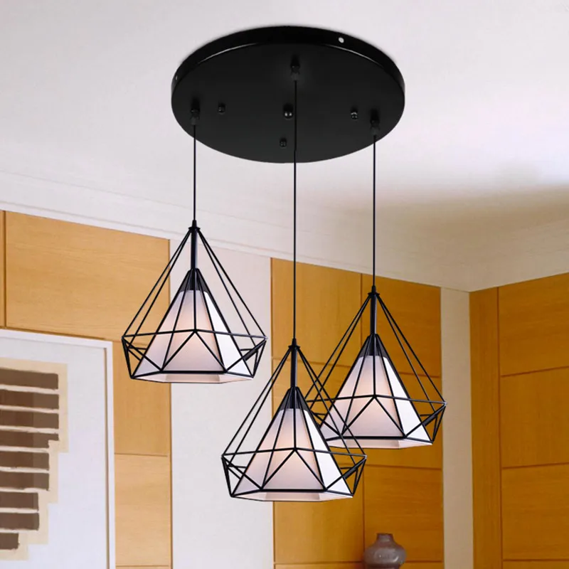 

Vintage Pendant Light Bar White Lighting Office Hotel Kitchen Black Lights Study Antique Ceiling Lamps Free Bulbs 1set(3pcs)