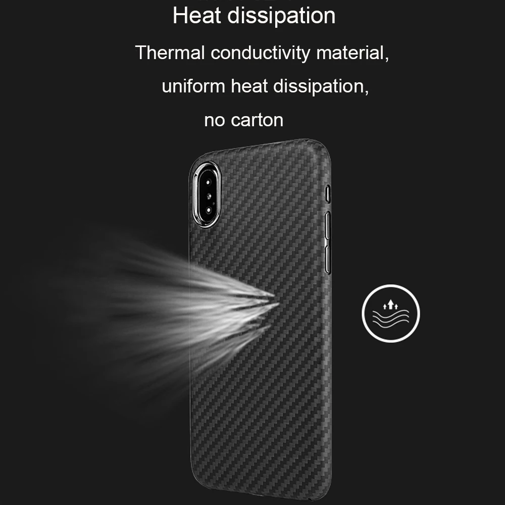 Роскошный Ультратонкий черный чехол из углеродного волокна для iPhone X задняя
