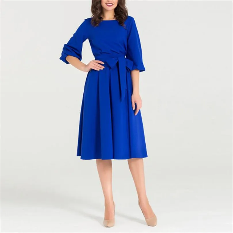 Женское Повседневное платье INDJXND однотонное хлопковое свободное до колена с