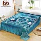 BeddingOutlet акварельные автомобильные простыни Мандала голубая плоская простыня Богемный Хиппи Винтаж Мини-фургон постельное белье мир Дизайн покрывала