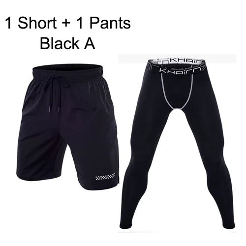 1 shorts and pants Мужские шорты для бега размера плюс 5XL 6XL, эластичные быстросохнущие костюмы для тренировок, тренажерного зала, фитнеса, тренировок, спортивных трусцовых шорт с карманом - Цвет: 1 shorts and pants