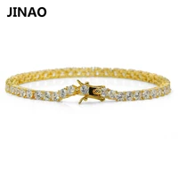 jinao hip hop1 row gold silver color aaa cubic zirconia paved all iced out tennis bling lab cz stones bracelet giftparty