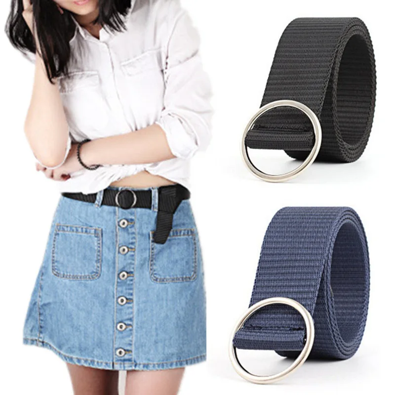 

1 PCS New Round Buckle Nylon Belt High Quality Jeans Belts For Women Casual 3.8cm Width Waist Belt Female Adjustable Wide Strap