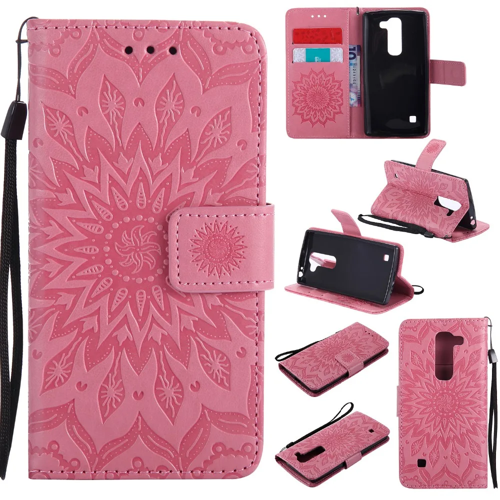 Чехол с тиснением подсолнуха для fundas LG Spirit 3G H420 C70 чехол 4G LTE H440N 5 "+ держатель