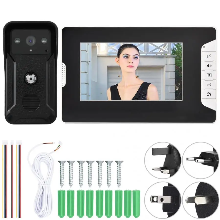 Deurbel Met Camera 100 240 в 7 дюймов проводной цветной видеодомофон дверной звонок ночное