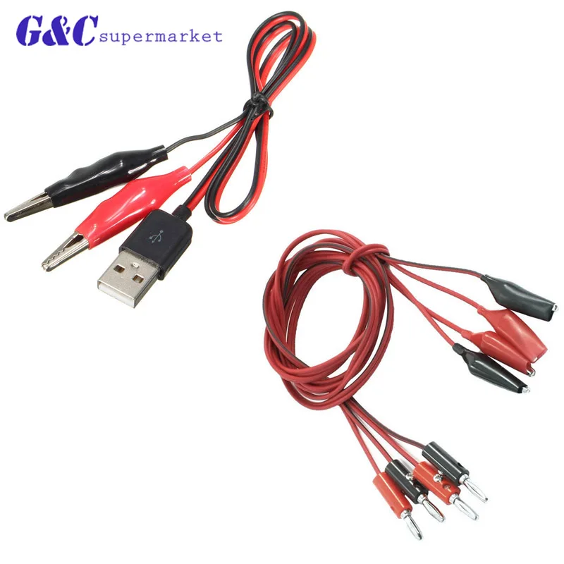 Двойной зажим типа крокодил к банану/USB разъему Кабель Тестового щупа