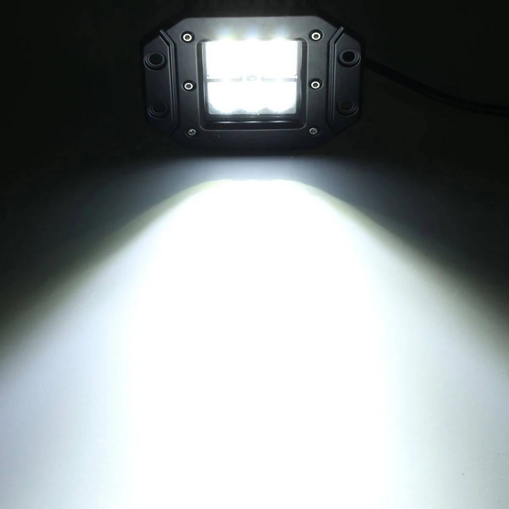 Honzdd 2pcs 18w 4Inch Flush Mount Led Work Flood Beam Daytime Running Light Offroad Truck Boat Atv Utv 12V 24V Car | Автомобили и