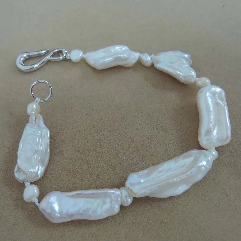 free shipping bIWA baroque shape bracelet 100% NATURE FRESHWATER Baroque PEARL BRACELET-with nice pearl clasp | Украшения и