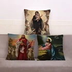 Картина маслом, наволочка с изображением яхушуа, Мэри для дивана, домашний декор, наволочка с рисунком, искусственная плюшевая подушка 45*45 см
