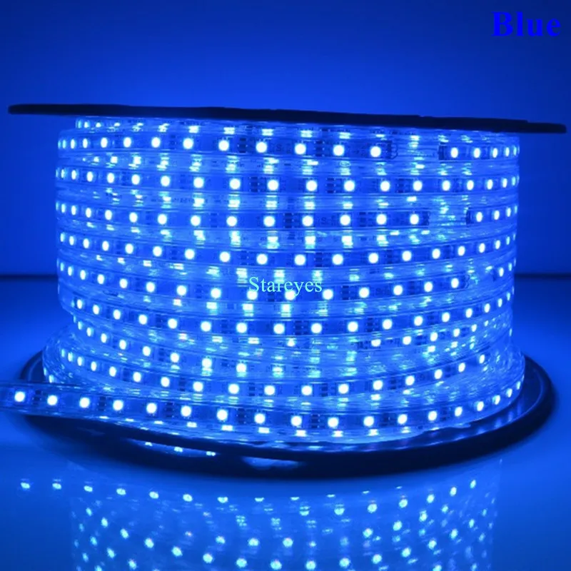 50 рулонов 5000 м 220 В 5050 SMD 60 светодиодный/м 8 мм PCB IP67 Водонепроницаемый светодиодный светильник гибкая лента RGB одноцветная лента - Испускаемый цвет: 8mm PCB Blue