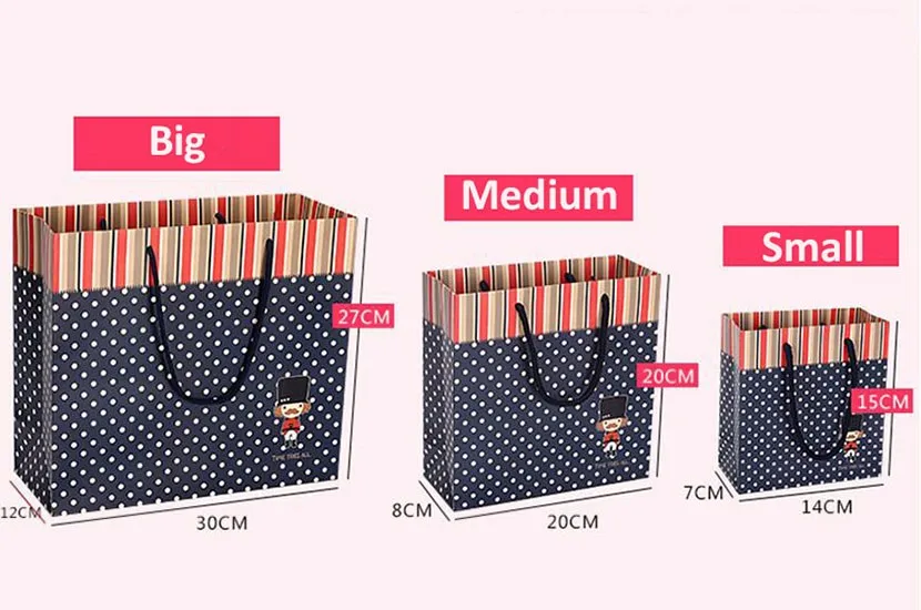 20 штук в упаковке подарочный бумажный пакет горошек с ручкой для одежды обувь