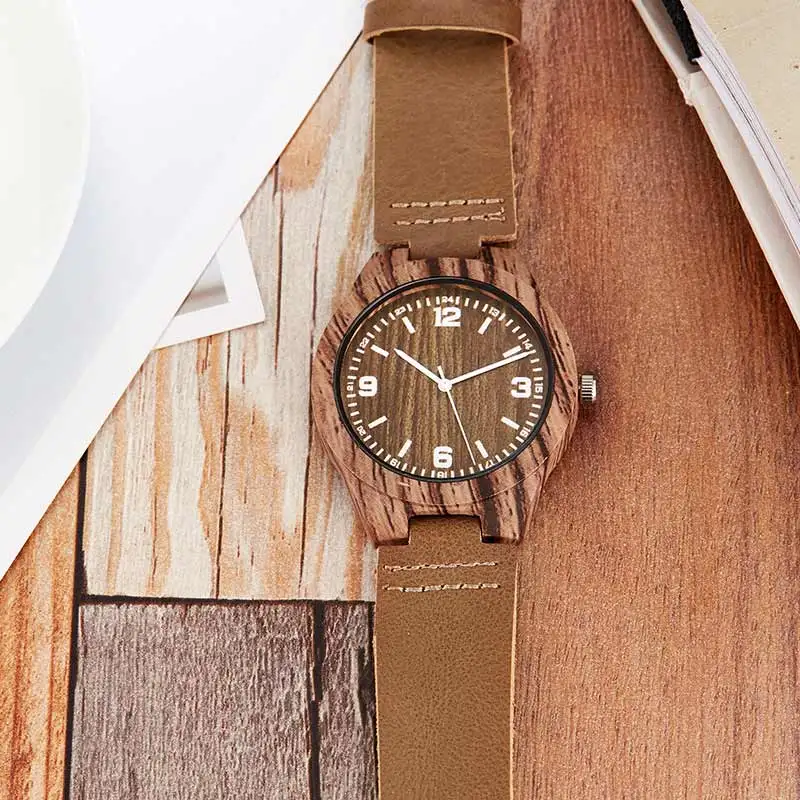 Фото Деревянные часы Reloj Mujer мужские и женские кварцевые с имитацией деревянного Деревянные часы Reloj Mujer мужские и женские кварцевые с имитацией деревянного