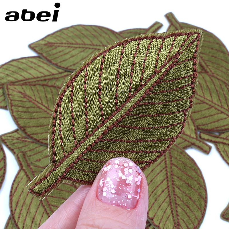 

10pcs/lot Quality Green Leaf Patch for Jeans Bags Iron On Clothes Sticker Sewing Garments Appliques Coats Badge Iron Patches