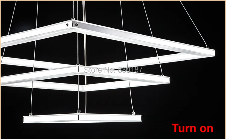 Современная квадратная люстра с 3 кольцами и дистанционным управлением