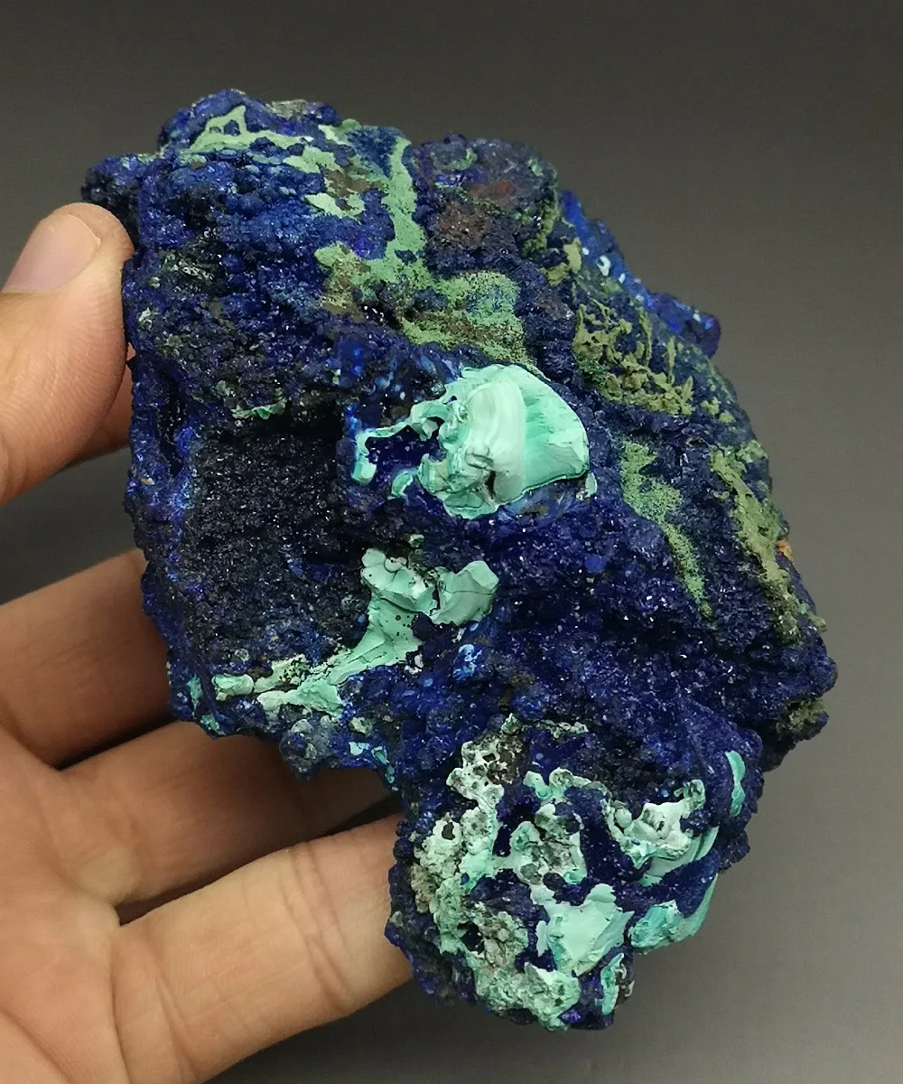 372 г Сияющий драгоценный камень Azurite кристалл с малахитовым минеральным образцом