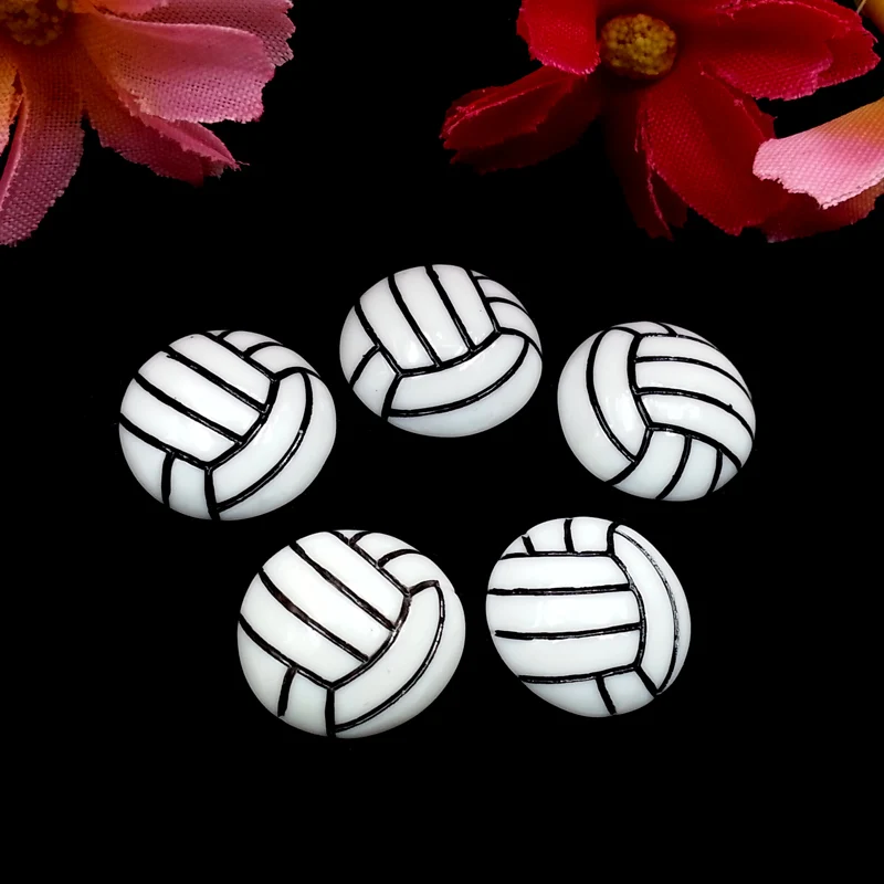 100 шт./лот 15 мм волейбольная смола с плоским основанием кабошон спортивный мяч