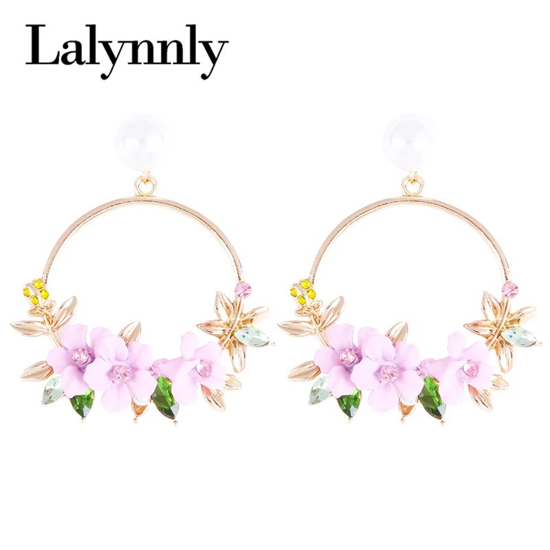 Lalynnly красочные богемные серьги ручной работы в форме цветка для женщин Стразы