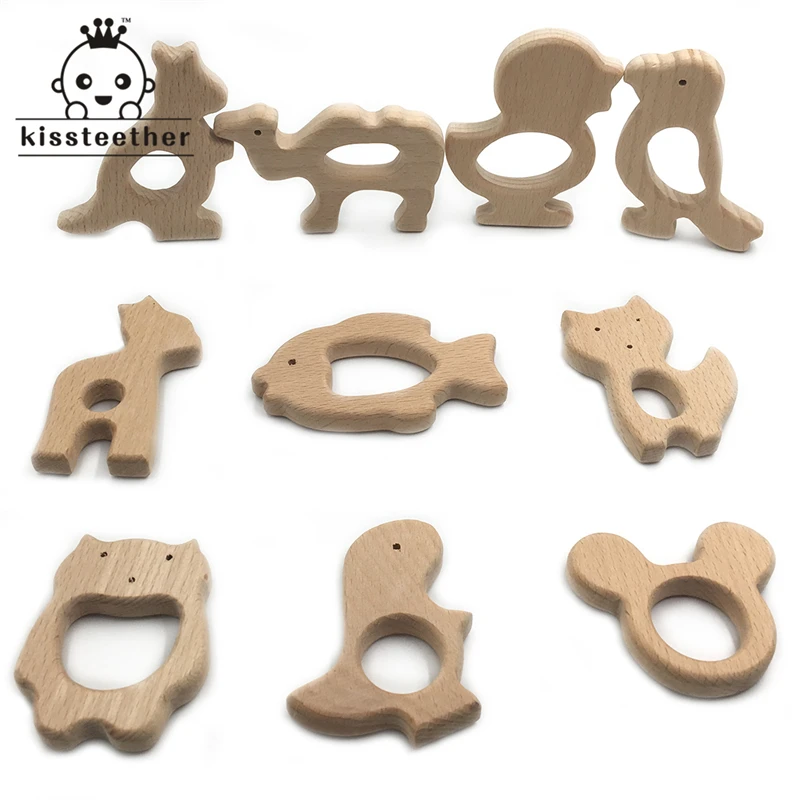 Mordedor de madera Natural hecho a mano para beb&eacute;, mordedor de madera seguro y respetuoso con el medio ambiente, colgante personalizado, bricolaje-0