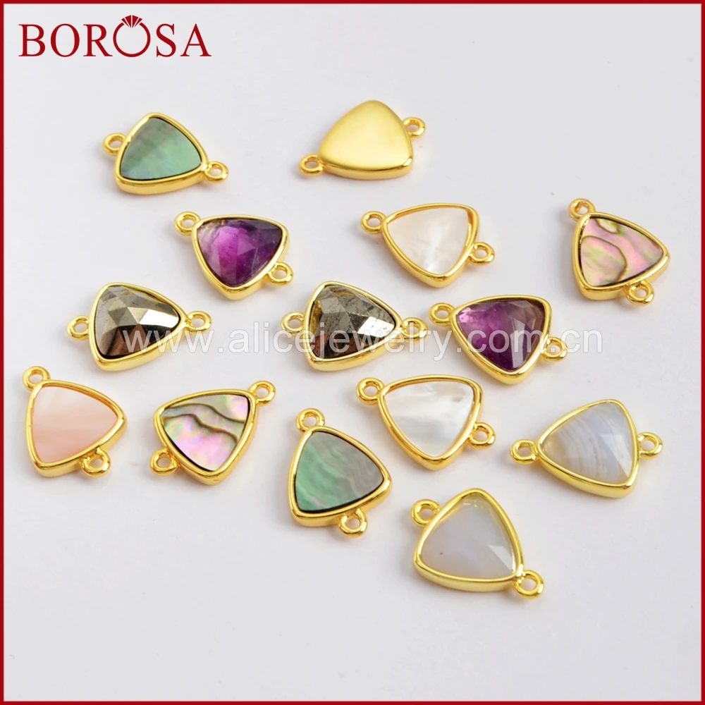 BOROSA 10 шт. 12x12 мм треугольные многоцветные граненые камни позолоченные
