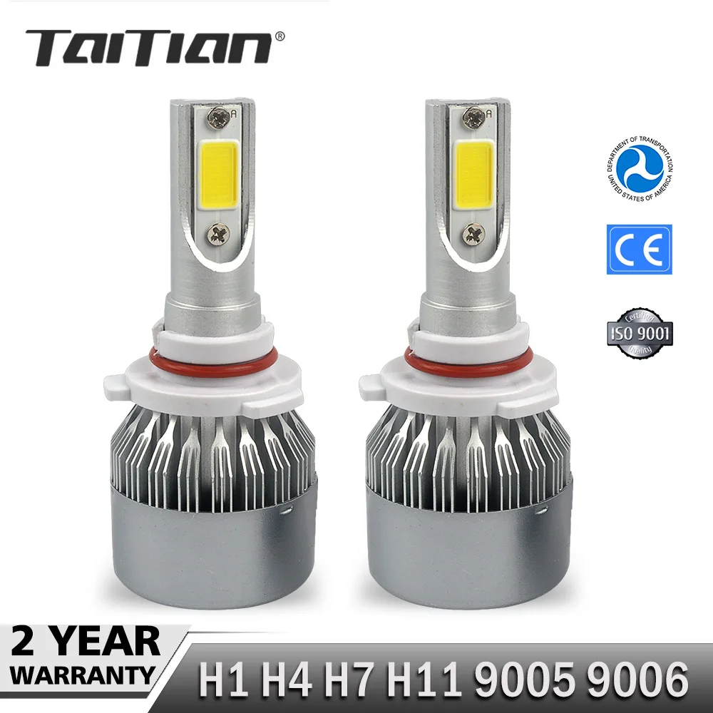 Taitian 2 шт. COB 12 в 72 Вт 7600LM 6000K Canbus h7 светодиодные фары комплект H1 H4 hi lo H11 лампы 9005 HB3 9006