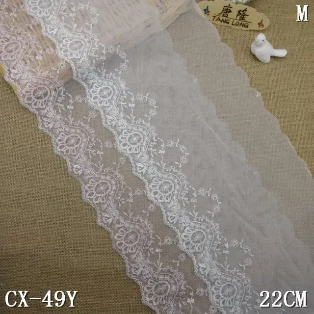 

1yard White pink lace options width 22cm Lace Ribbon DIY Embroidered Net Lace Trim Fabric For Sewing Decoration