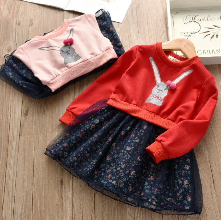 Toddler Kids Baby Girl Clothes Cartoon Bunny Floral Princess Dress Outfits for vestido menina | Детская одежда и обувь