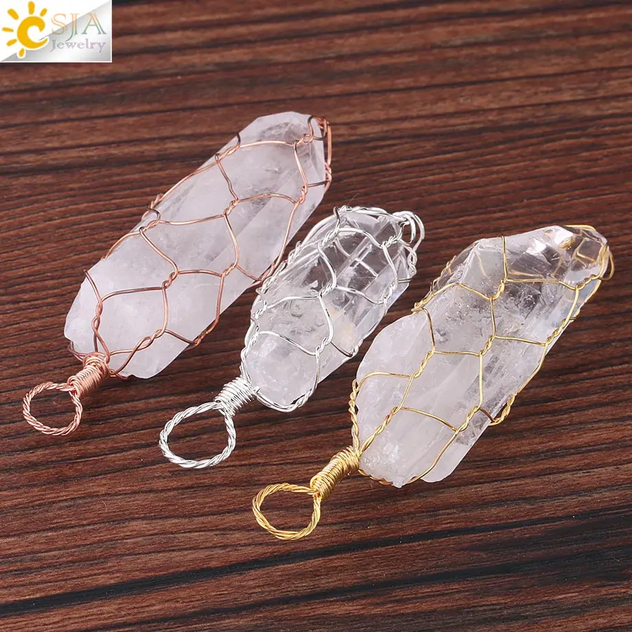 CSJA подвеска колонна с натуральным кристаллом золотого и серебряного цвета