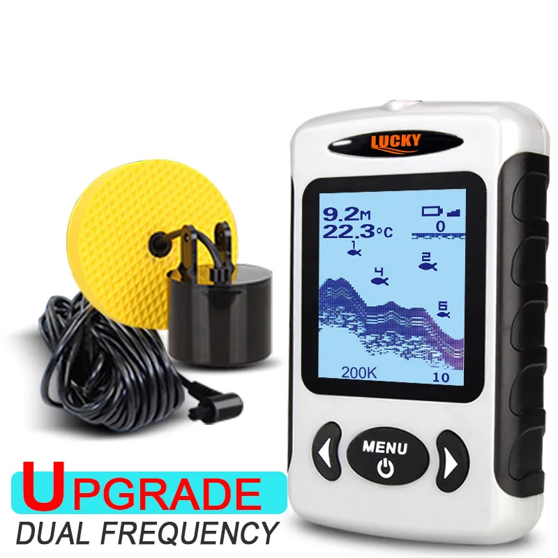 

LUCKY FF718 Portable Dot Matrix Fish Finder 2-120 Feets Sonar Portable Fishing Finder LCD Display English& Russian Manual