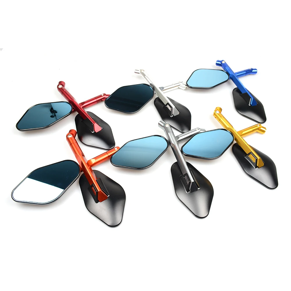 

Aluminum Motorcycle Rearview Mirrors Blue Glass Rear View Side Mirror Universal accessories For honda dio benelli ducati YAMAHA